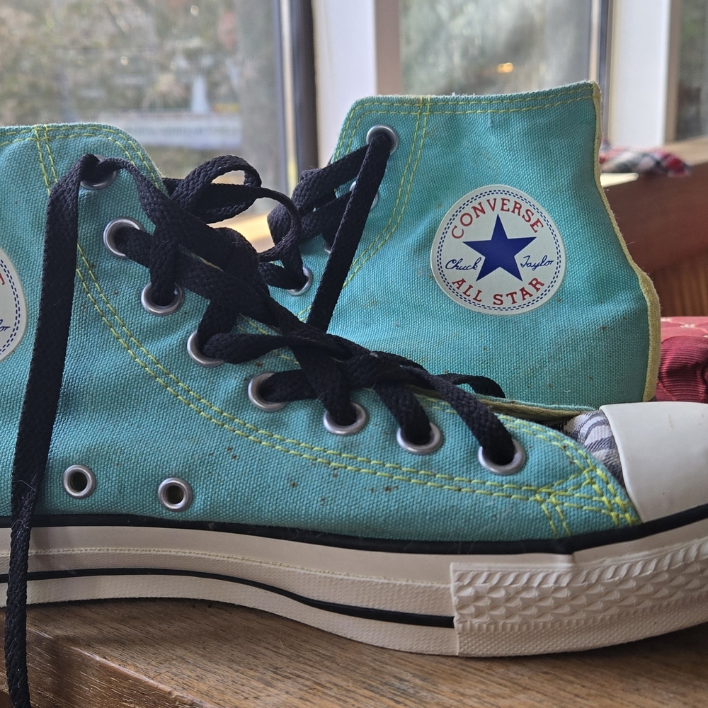 Converse Aqua High-Tops with Navy Star